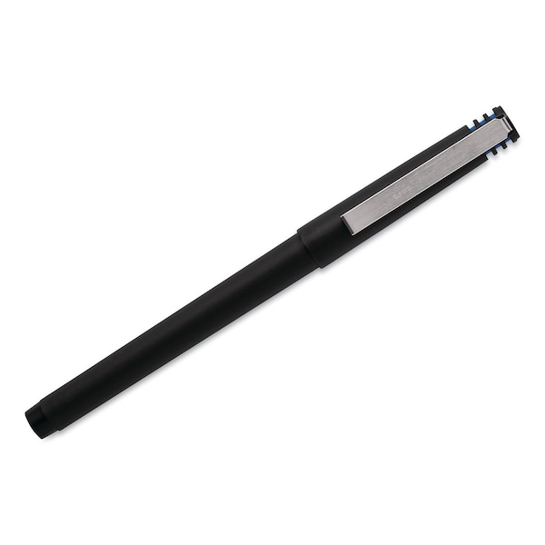 Roller Ball Pen, Stick, Fine 0.7 Mm, Blue Ink, Black Matte Barrel, 12PK